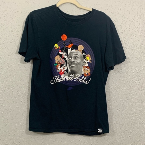 Air Jordan Space Jam 20th Anniversary Black Ahort Sleeve T-Shirt size M - Picture 1 of 10